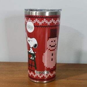 Snoopy Tervis Coffee Cup Metal Tumbler with Snowman Christmas 20oz